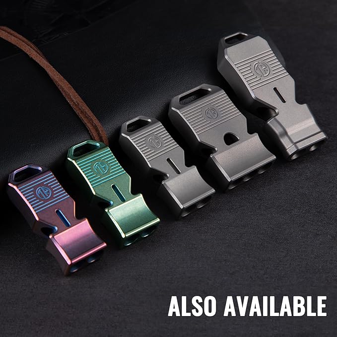TACRAY Titanium Emergency Survival Whistle, Portable Necklace Whistle, Loud Whistle up to 120~130db, Good for Life Saving, Hiking, Camping, and Pet Training