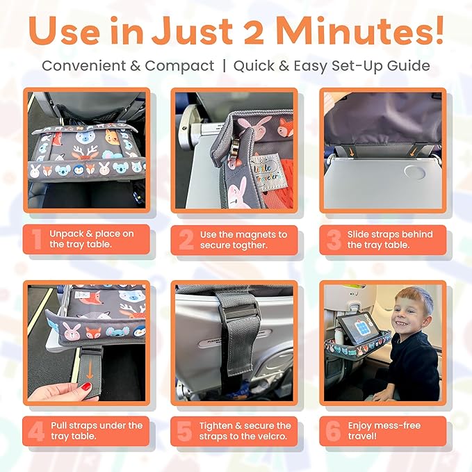 Airplane Tray Table Cover – Universal Fit & Easy Setup – Airplane Tray Cover Kids - Use in Buses, Trains, High Chairs I Plane Travel Essentials for Kids