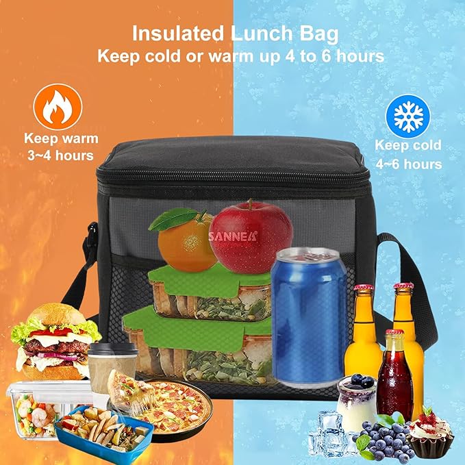 6 Can/5L Lunch Bag for Women Men Portable Lunch Box Small Cooler Bag Soft Collapsible Reusable Insulated Lunch Tote for Everyday Work Travel (Red)