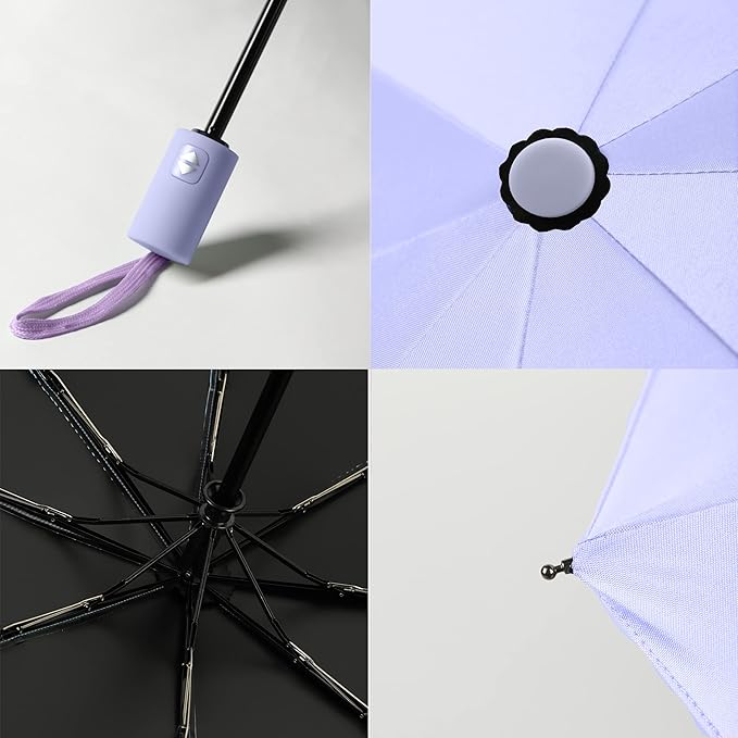 BAODINI Small UV Protection Travel Umbrella Compact for Rain and Sun UPF 50+ 41 inch Portable Umbrella for Women and Men