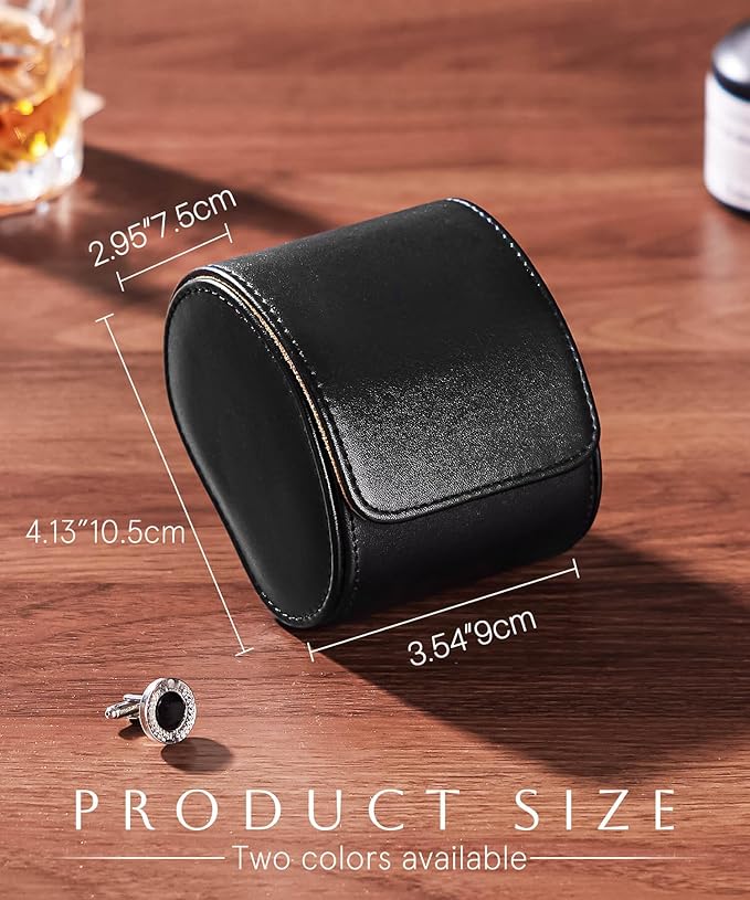 Homde Travel Watch Box Leather: Traveling Case for Men - Luxury Watch Roll for Wristwatch on the Go (black, S)