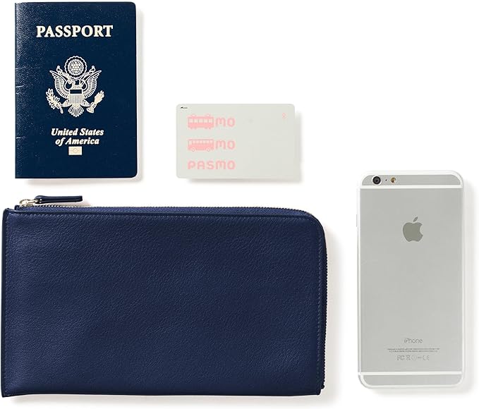 Leatherology Navy Blue Slim Zip Travel Wallet - Compact and lightweight, Versatile storage, Zip closure