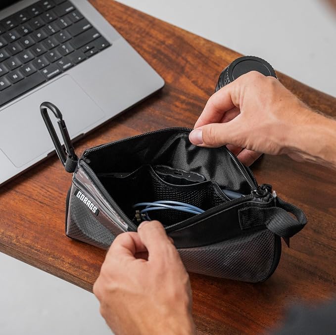 GOBAGS Production Zipper Bags - Electronics & Camera Accessories Bag - Cable organizer, Gear Accessory Pouch, Travel Camera Essentials (Small, Black)