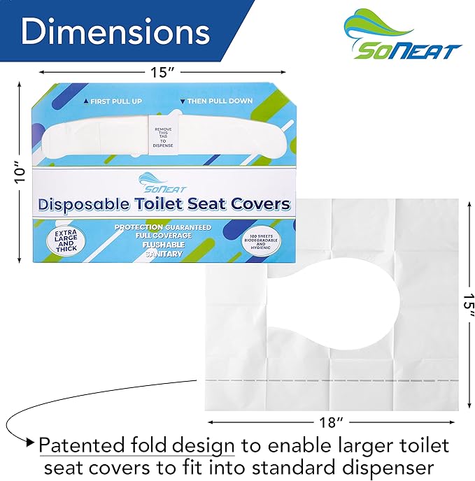 Disposable Toilet Seat Cover - 200 Sheets of XL Half Fold Flushable Paper Toilet Seat Liners for Commercial and Public Facilities, Premium Portable Potty Covers for Kids, Colorful (2 Pack)