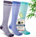 Mens Compression Socks for Men Women, 15-20 mmHg Bamboo Viscose Knee High Soft Support for Travel Daily