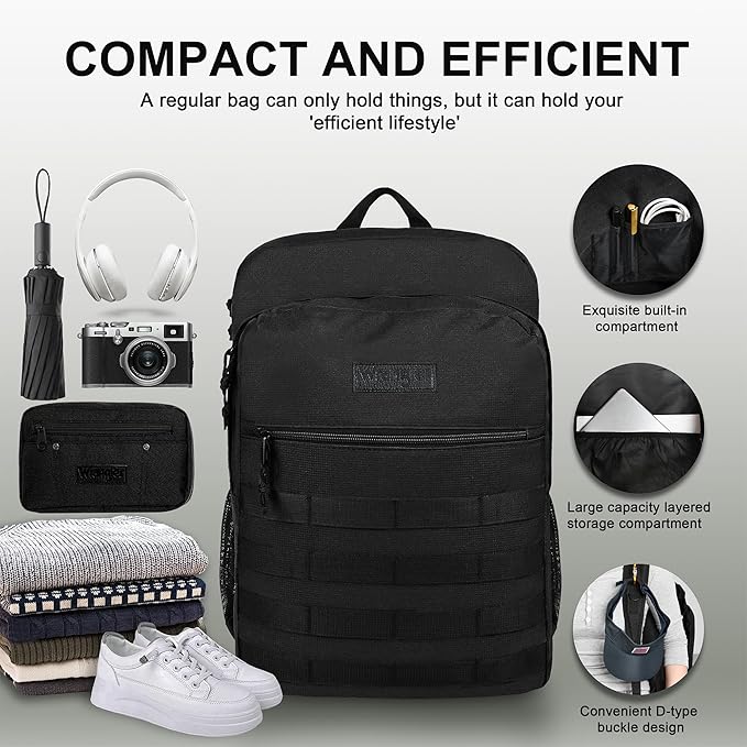 Wrangler Tradesman Backpack, Water Resistant Casual Daypack for Travel Work School, Unisex Laptop Backpack with Notebook Sleeve
