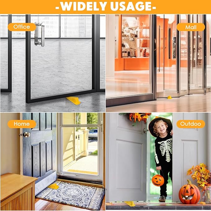 Frienda 6 Pcs Jumbo Door Stoppers Heavy Duty Door Stopper Tall up to 2inch Tall Wedge TPR Large Wedge Stackable Big Rubber Doorstop for Hotel Carpet Hardwood Concrete and Tile (Yellow)