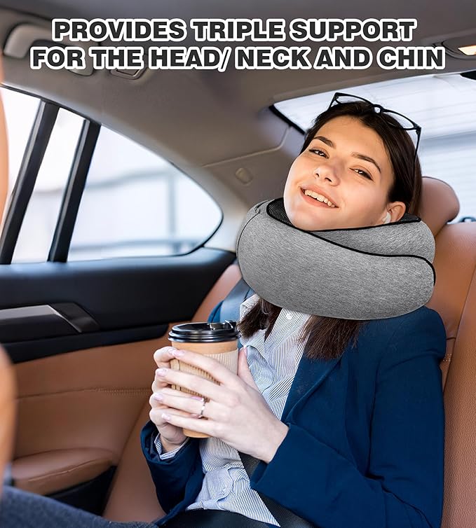 Airplane Travel Pillow, Memory Foam Travel Pillow, Suitable for Sleeping on Planes, in Offices and in Cars, a Must-Have for Long Flights, and a Necessity for Road Trips.