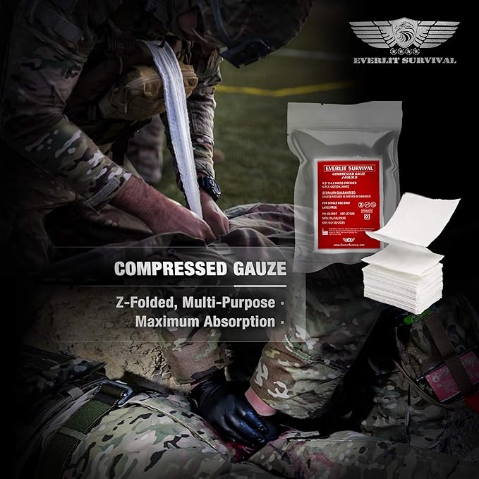EVERLIT Emergency Trauma Kit, CAT GEN-7 Tourniquet 36" Splint, Military Combat Tactical IFAK for Critical Wounds First Aid, Gun Shots, Severe Bleeding Control (Camouflage)