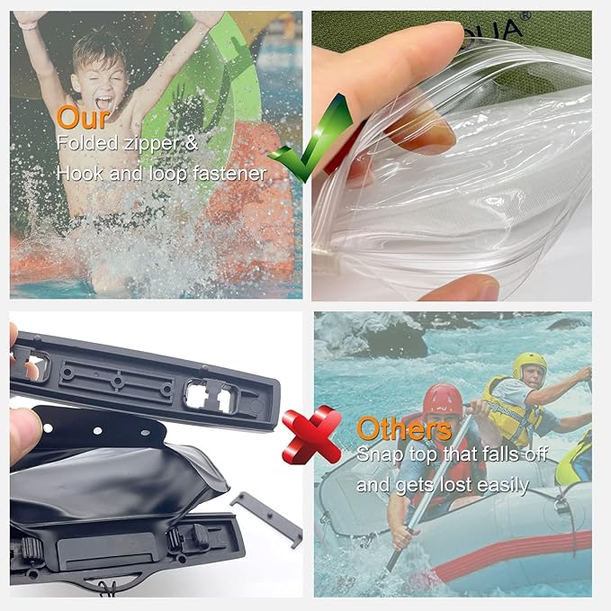 Large Waterproof Phone Pouch 2 Pack, IPX8 Waterproof Cell Phone Case Dry Bag Compatible with iPhone 15 14 13 12 11 Pro Max/Galaxy S23 Ultra S22 Pixel 4 XL Up to 7.5", Army Green+Yellow