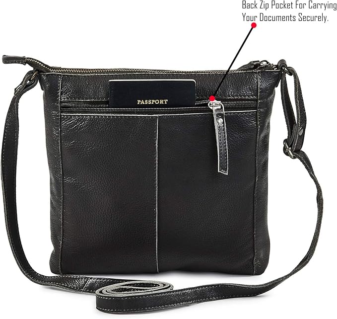 Small Soft Genuine Leather Crossbody Purse Women’s Sling Crossover Shoulder Travel Handbag with Triple Zipper