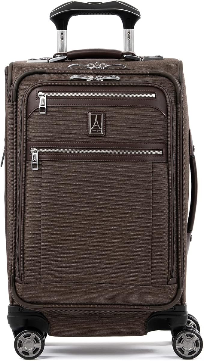 Travelpro Platinum Elite Softside Expandable Carry on Luggage, 8 Wheel Spinner Suitcase, USB Port, Suiter, Men and Women, Rich Espresso Brown, Carry On 21-Inch