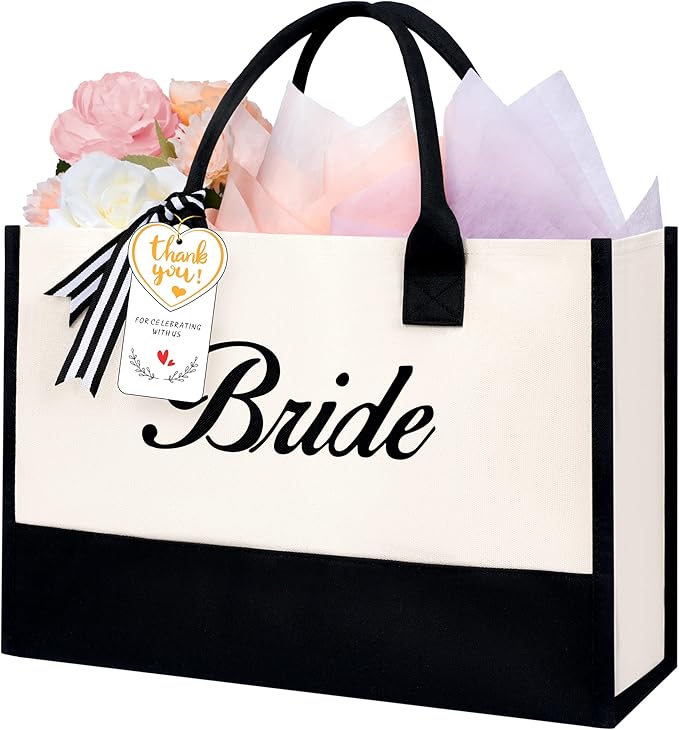 BAGAIL Initial Tote Bag, Personalized Birthday Gifts for Women, Teacher, Friends, Mom, Wedding, Monogrammed Beach Bag