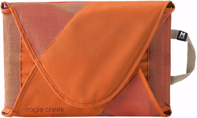 Eagle Creek Pack-It Original Garment Folder - Travel Garment Bag with Compression Wings to Maximize Luggage Space - Convenient Top Handle - Quick Drying Material - Mandarin - Medium