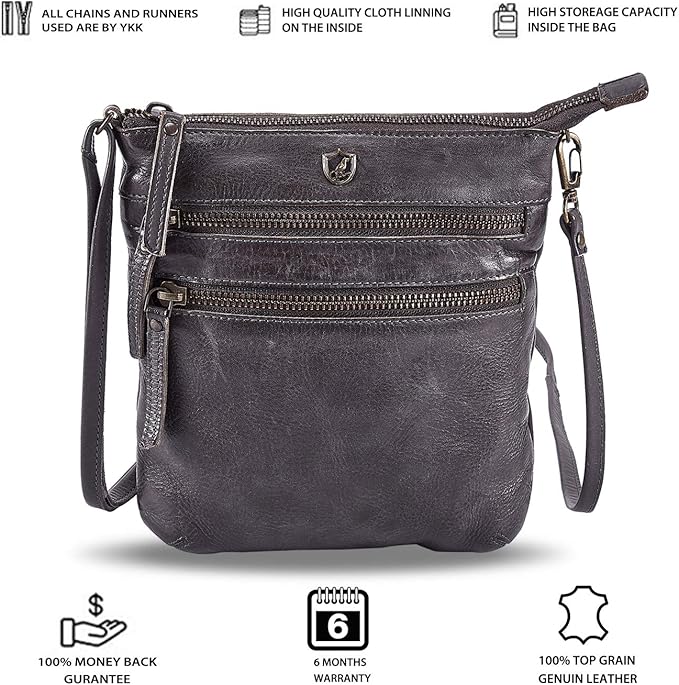 Crossbody Sling Bag for Women Small Real Leather Purse Vintage Travel Crossover Shoulder Bag Handmade