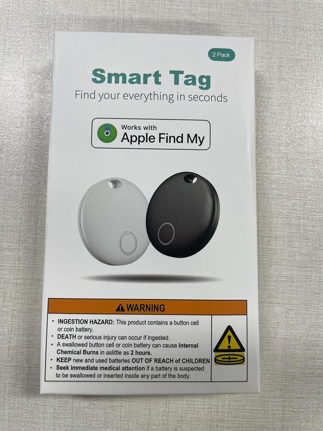 Air Tracker 2 Pack, Smart Bluetooth Tracker Works with Apple Find My (iOS Only), Item Finder Trakcer Tag Locator for Keys, Luggage, Backpack, IP67 Waterproof