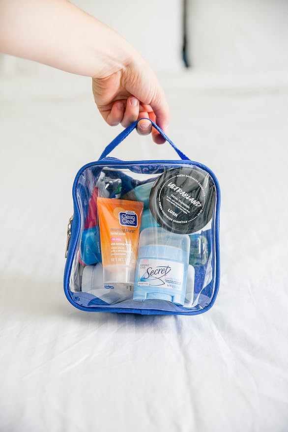 EzPacking Clear TSA Approved 3-1-1 Travel Toiletry Bag for Carry On/Quart Size Transparent Liquids Pouch for Airport Security/See Through Vinyl & PVC Plastic Organizer for Men and Women (Royal Blue)
