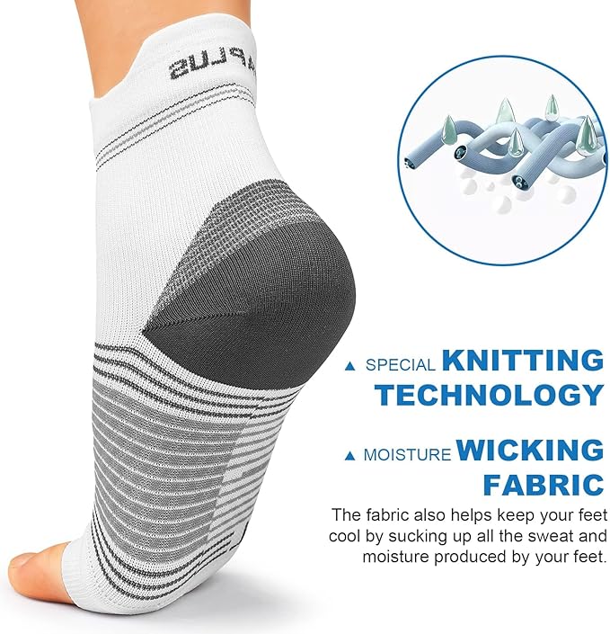 PAPLUS Ankle Brace Compression Socks (6 Pairs) for Men and Women. Plantar Fasciitis Socks with Foot Arch Support for Pain Relief