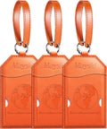 Mayski Luggage Tags for Suitcases 3 Pack Suitcase Bag Tags, TSA Approved, Metal Buckle, Bag Tags with Name ID Card Travel Essentials, Orange Global