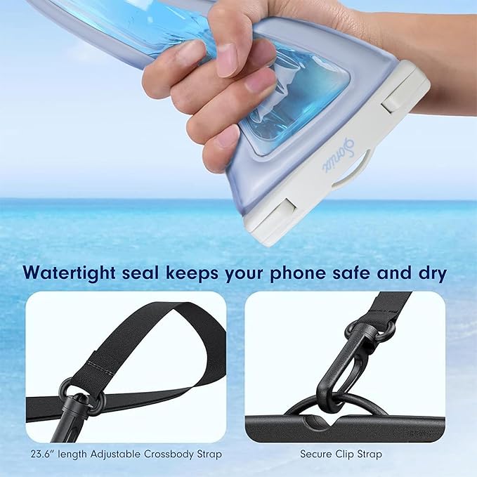 Sonix x Sanrio Waterproof Phone Pouch - Floating Phone Case Dry Bag w/Crossbody Lanyard - Beach Cruise Travel Essentials - Compatible w/All Devices, Touchscreen Friendly | Hello Kitty Grid