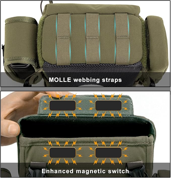 Binocular Harness Chest Pack: Bino Case with Rangefinder Pocket for Hunting Birdwatching and Hiking