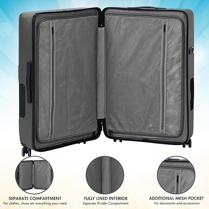 TACH V3.1 Hard Shell Carry On Luggage 20 inch | Carry on Luggage with Spinner Wheels & Patented Built-In Connecting System | One Piece Rolling Suitcase Links 9 Bags At Once (Grey)