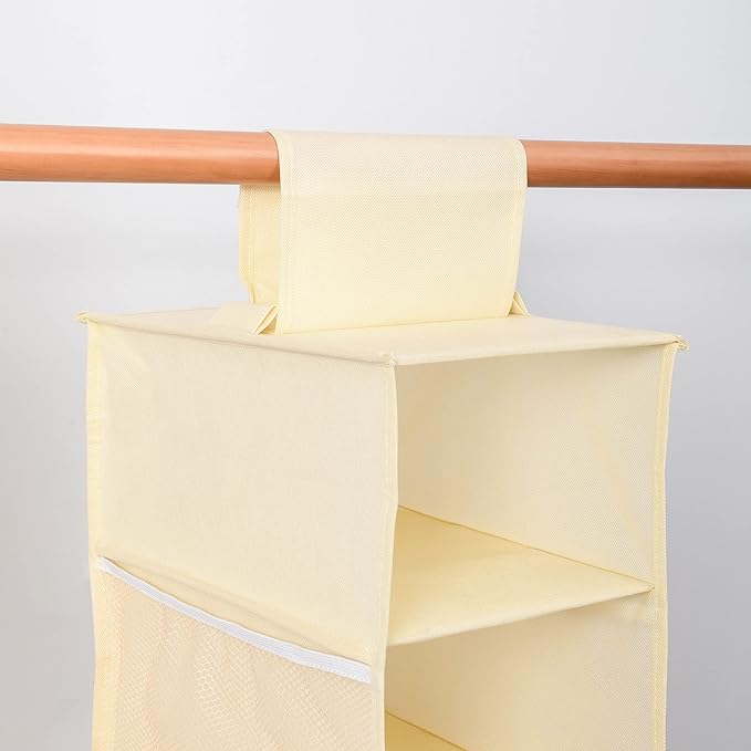 Hanging Shoe Organizer for Closet with Side Mesh Pockets，Hat Racks for Baseball Caps，Shoe and Hat Holder & Storage，8-Shelf，Beige，1 Pack