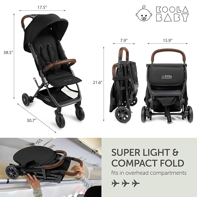 Lightweight Travel Stroller for Baby & Toddlers - Easy Fold & Compact Stroller for Airplane with Canopy, Storage Basket, Multi-Position Recline & Convenient One-Hand Fold, Travel Bag Included (Black)