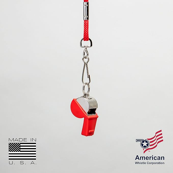 American Whistle Corporation American Classic Whistle - 126 db Solid Brass Whistle with Paracord Lanyards and Safe-T-Tip - Made in America