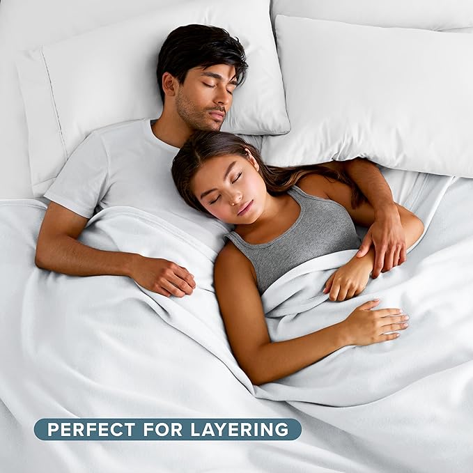 Bare Home Polar Fleece Blanket - Full/Queen - White - Warm & Cozy - Premium Fleece Throw for Bed, Sofa, Camping, Travel and Cold Nights - Lightweight Blanket (Full/Queen, White)