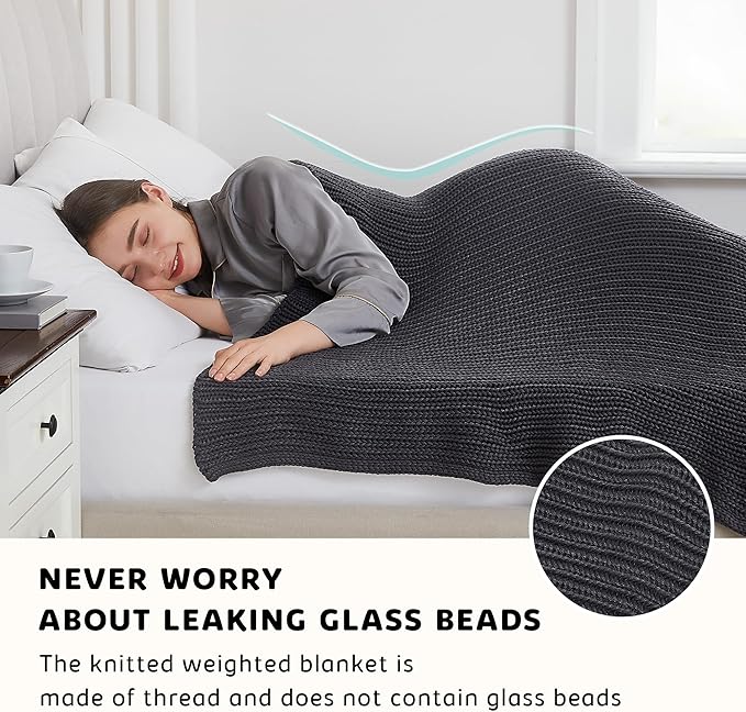 L'AGRATY Knitted Weighted Blanket - 48"x72" 20lbs Cooling Chunky Knit Heavy Blanket for Adults Braided Crochet Throw Thick Cable Yarn Knit Decorative No Beads Evenly Weighted Machine Washable