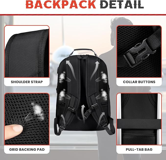 Extra Large Travel Laptop Backpack,18.4 inch XXXL Gaming Backpack, TSA Friendly College Daypack Big Capacity Heavy Duty Business Suitcase Daypack Bag USB Port for Men/Women-Black