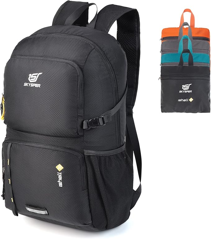 SKYSPER Lightweight Packable Backpack - 30L Hiking Daypack with Wet Pocket Foldable Travel Carry-on Backpack for Women Men