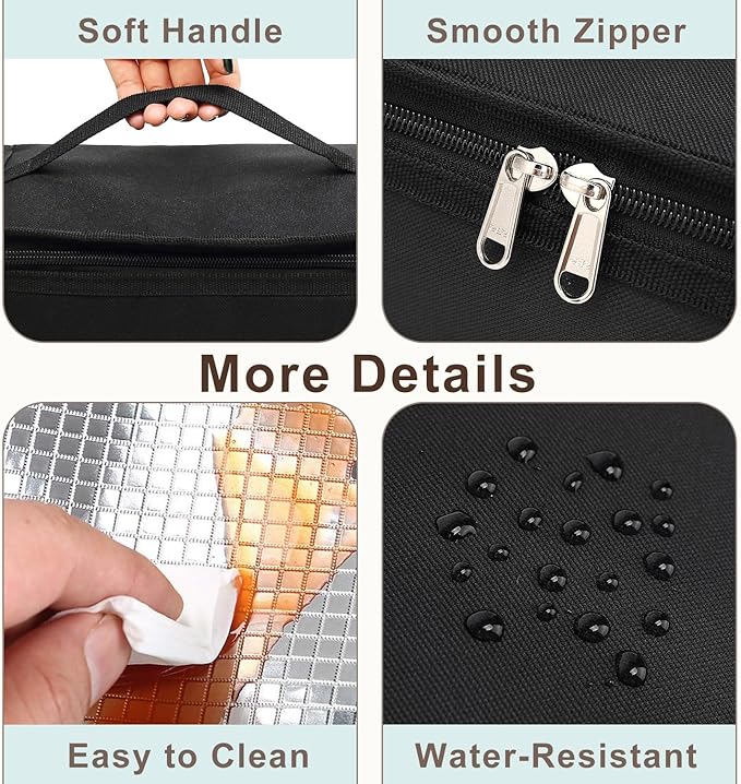 FlowFly Small Insulated Lunch box Portable Soft Bag Mini Cooler Thermal Meal Tote Kit with Handle for Work & School (W&B)
