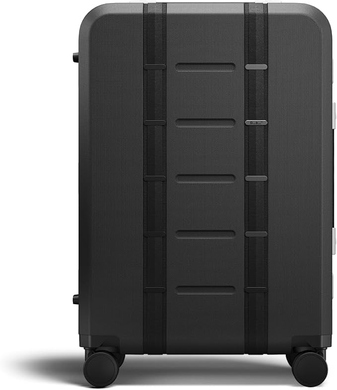D_b_ Ramverk Pro Medium Check-In 25 Inch Hardside Luggage Extra Protection Aluminum Frame, Silent 360 Spinner Wheels, TSA Lock, Interior Laptop Compartment - Silver Frame/Black