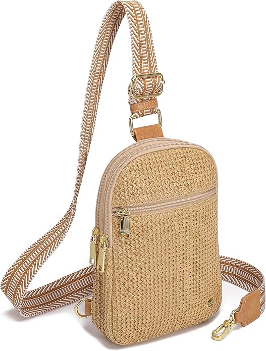 Haytijoe Summer Straw Purse Small Sling Bag RFID Blocking Crossbody Bags for Women Beach Raffia Bags Fanny Packs