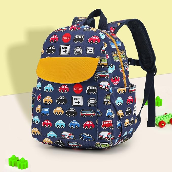 willikiva Cute Zoo Little 2d Backpack Kid Backpacks for Girls and Boys Toddler Backpack Waterproof Preschool Safety Harness Leash(DeepBlue Bus)