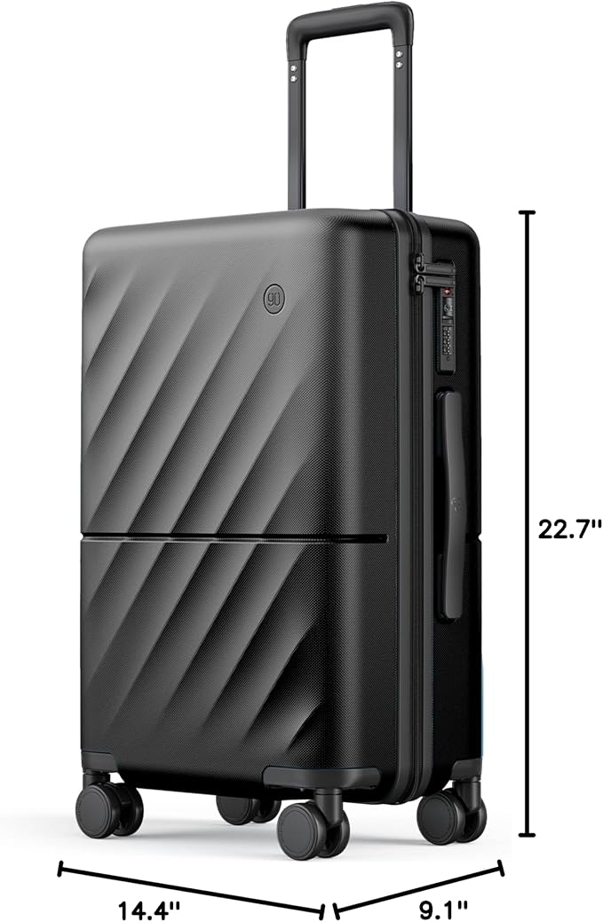 Carry On Suitcase, 20 Inch Carry-On Luggage with Double Spinner Wheels, Anti-Burst Zipper, Hard Case PC Suitcase Carry On, Lightweight Travel Luggage, TSA Approved (Onyx Black, Hudson)