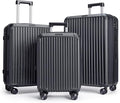 LIGHT FLIGHT Luggage Sets, Durable Hard Shell 3 Piece Set Suitcase with Spinner Wheels, Hardside Lightweight Luggage set with TSA Lock, Large Travel Luggage Set (20" 24" 28"), Black