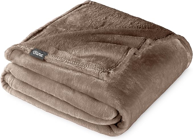 Bare Home Fleece Blanket - Twin/Twin Extra Long - Ultra-Soft Lightweight for Bed, Sofa, and Couch - Luxury Microplush - Cozy Warm Blanket (Twin/Twin XL, Taupe)