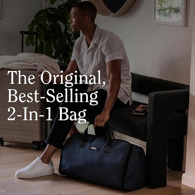 Halfday Convertible 2-in-1 Garment Duffel Weekender Bag 45L | Wrinkle-Free Travel, Hanging Suit Compartment, Shoe Pockets, Trolley Sleeve. Durable & Water-Resistant Carry-On, Hunter