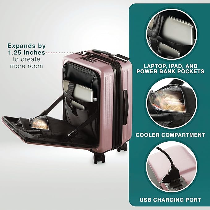 Luggage Sets 3 Piece, 22 Inch Carry on Luggage and 28 Inch Suitcases with Wheels Spinner, Durable Hard Shell Suitcase Set, Expandable Travel Suitcase, Pink