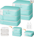 Comforter Storage Bag - Large Capacity Blanket Storage Bags 3-Layer Ultra Space Saving Self Compression Organizer, Washable Compression Bags for Storage Comforter Blanket, 2-Pack, Blue