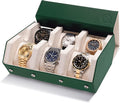 Napa Leather Watch Case for Men - Watch Roll Storage Organizer & Watch Display - Six Slot Luxury Watch Box for Home or Travel - Mens 6 Watch Holder Case (Green Cream)