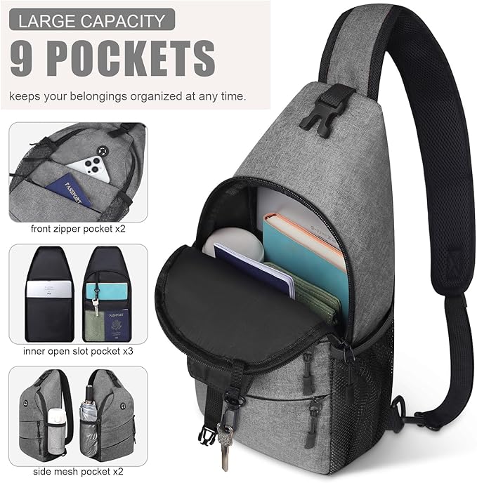 Crossbody Bags for Women Men Trendy Sling Bag Bakpack Casual Chest Bag with Convertible Shoulder Strap