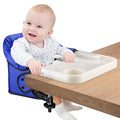 Hook On Chair with Removable Dining Tray, Portable Table High Chair, Folding Compact Baby Seat with Storage Bag for Indoor/Outdoor(Bright Blue)