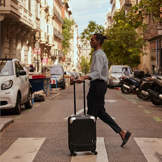 LEVEL8 Grace Carry on Luggage 22x14x9 Airline Approved, 20 Inch Hard Shell Suitcases with Spinner Wheels, Abs+Pc Hard Case Luggages with Tsa Lock, Travel bag for Women Men, Grey