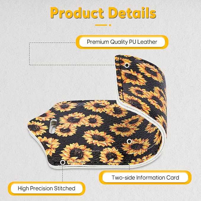 Travelambo Luggage Tags for Suitcases Faux Leather Privacy Protection 2 Pack Bag Tags Travel Accessories Essential, Sunflower