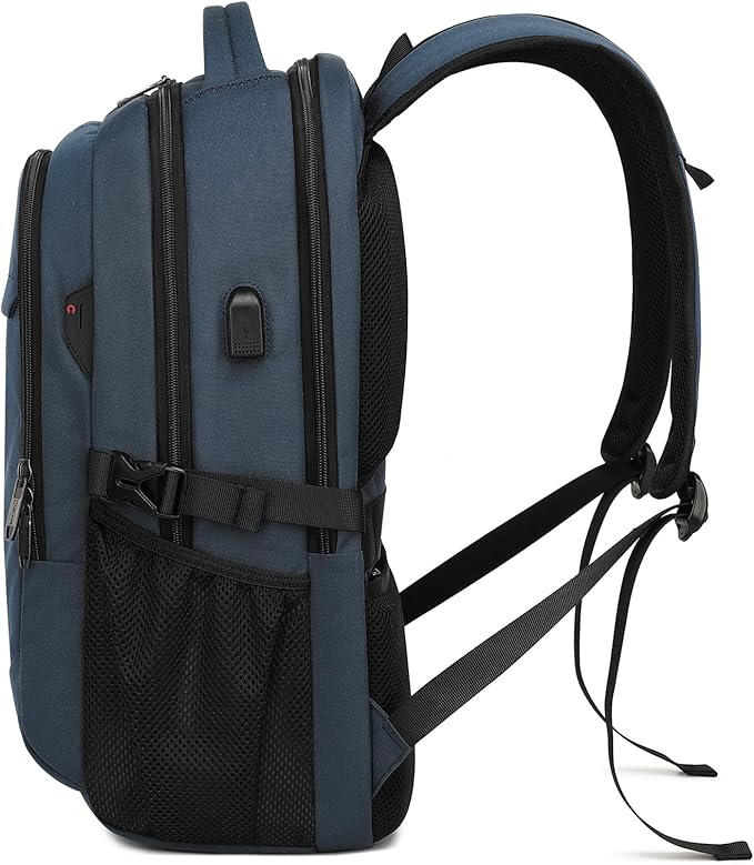 DUSLANG 17 Inch Laptop Backpack for Travel with Backpack Rain Cover College Backpack for Men Laptop Bag with USB Charging Port,Blue