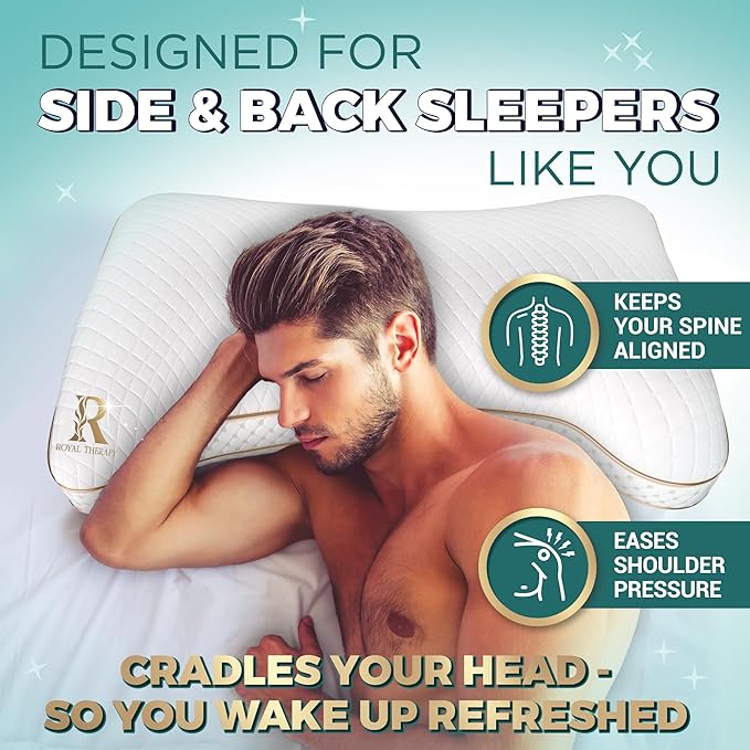 Royal Therapy Queen Memory Foam Pillows - Shredded Memory Foam Pillow for All Sleep Positions - Medium Firm Pillow with Adjustable, Bamboo Rayon Cover, CertiPUR-US, Oeko-TEX Certified